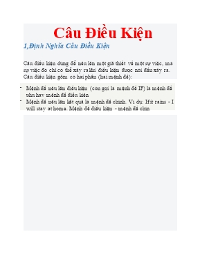 Chuyên đề về Câu điều kiện trong tiếng Anh